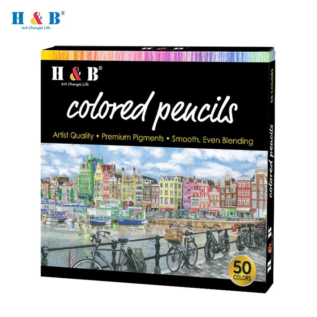 

H&B Oil Colored Pencils Set 50/72 Color Pre-Sharpened Color Sketch Pencils Art Supplies for Students Adults Artists Drawing