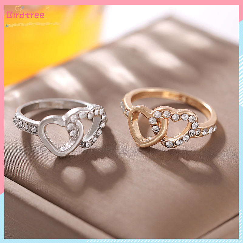 COD Cincin Hati Korea Sederhana Hampa Gaya Mewah Ringan Cincin Ekor Cincin Wanita
