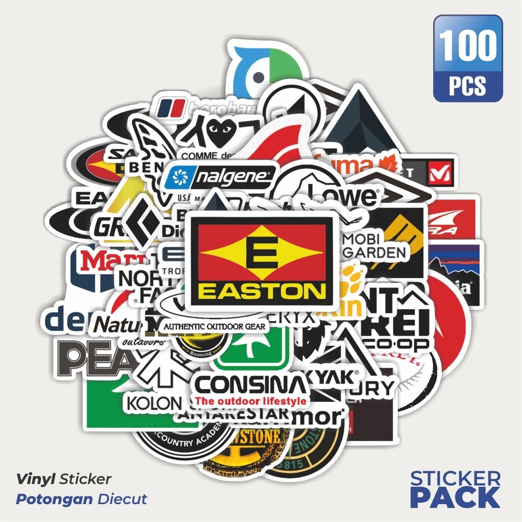 

MURAH 100 PCS Stiker Merek Outdoor Waterproof Aesthetic- Untuk Laptop, Motor, dan Helm - Paper Stationery Pack