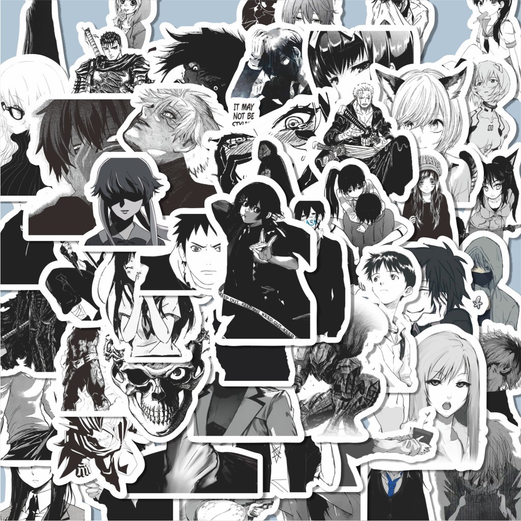 

100PCS Lucu Sticker Hitam Dan Putih Anime Sticker Stiker Aesthetic Stiker Anti Air Stikers Berperekat Waterproof sticker decal buat Motor Helm Buku Journal Koper Casing HP Laptop Botol Minum Hadiah anak