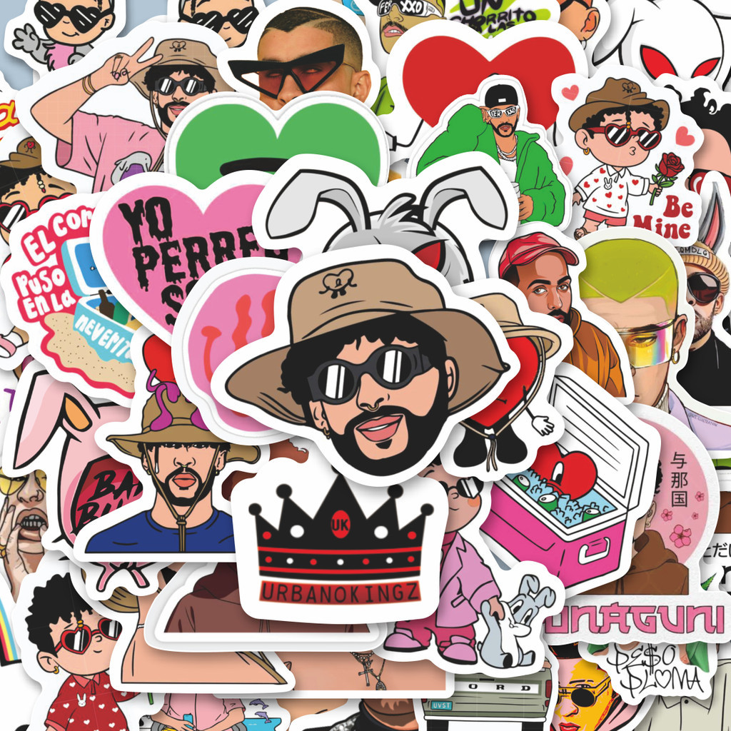 

100PCS Lucu Stiker Bad Bunny [Kelinci nakal] Stiker Aesthetic Stiker Anti Air Stikers Berperekat Waterproof sticker decal buat Motor Helm Buku Journal Koper Casing HP Laptop Botol Minum Hadiah anak