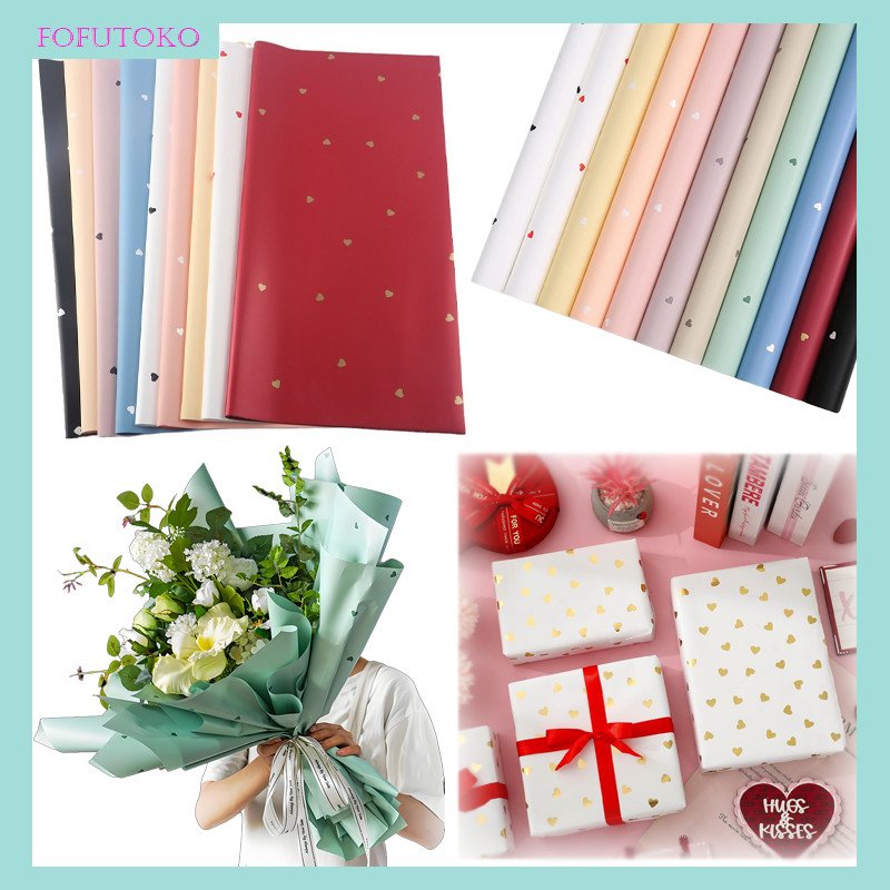 

20 Lembar Mini Heart Flower Wrapping Paper / Kertas Buket Bunga Florist Flower Wrapping Paper / Cellophane Flower Motif Love 58*58cmm