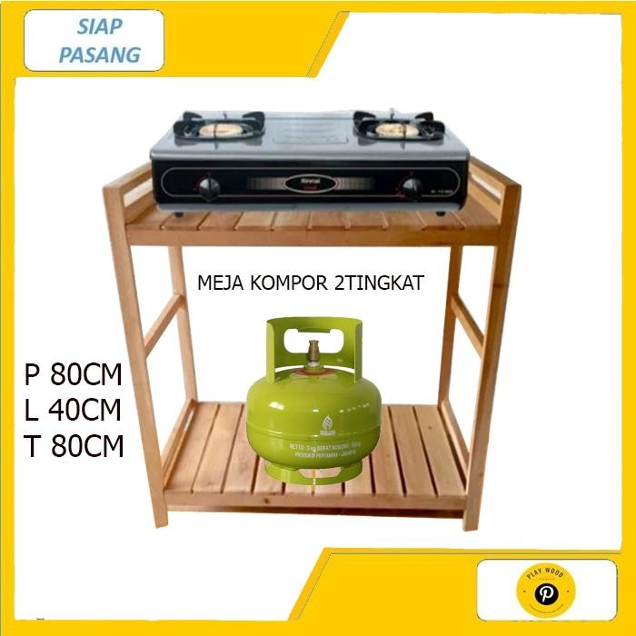 Rak Serbaguna Kompor 2 Tungku susun / Rak Minimalis Dapur Kayu - kompor 1 tungku