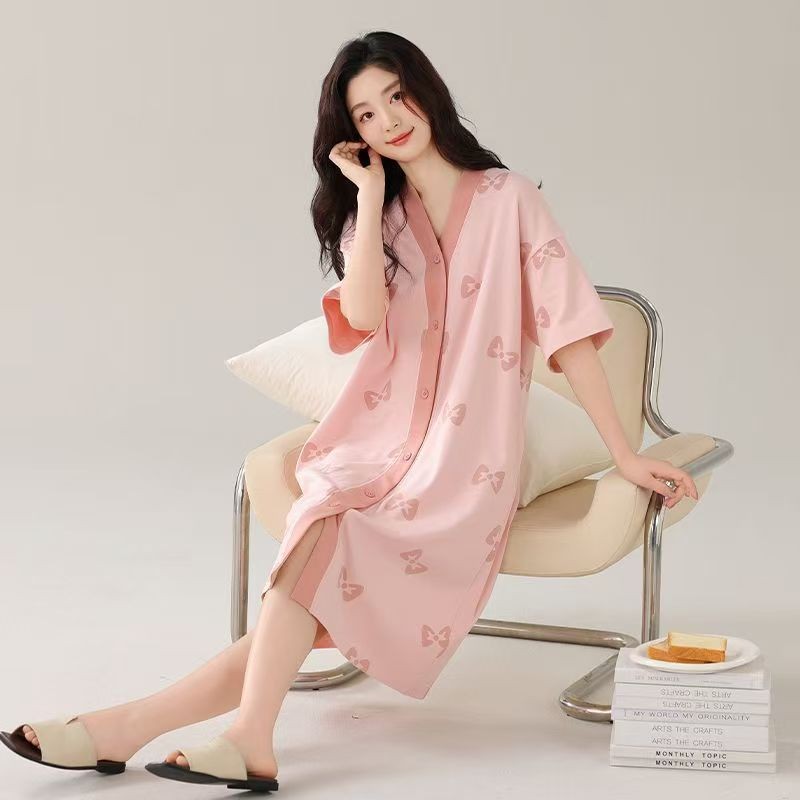 Piyama Gaun Wanita  Import, V-Neck, Efek Menurunkan Berat Badan, Kain Nafas Nyaman/daster/baju tidur