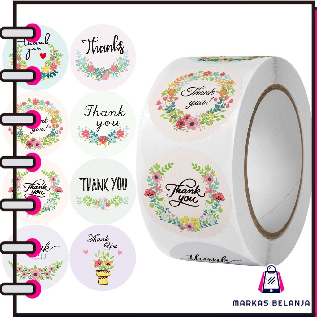 

HL0596 Stiker Thank You 1 Roll Stiker Thank You Stiker Ucapan Bulat Stiker Tempel Stiker Label Colorfull Y1732