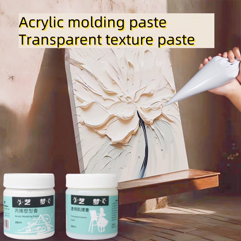 

280Ml Acrylic Modeling Paste Transparent Texture Paste Three-Dimensional Easy-To-Build Texture Paste Suitable for Artistic