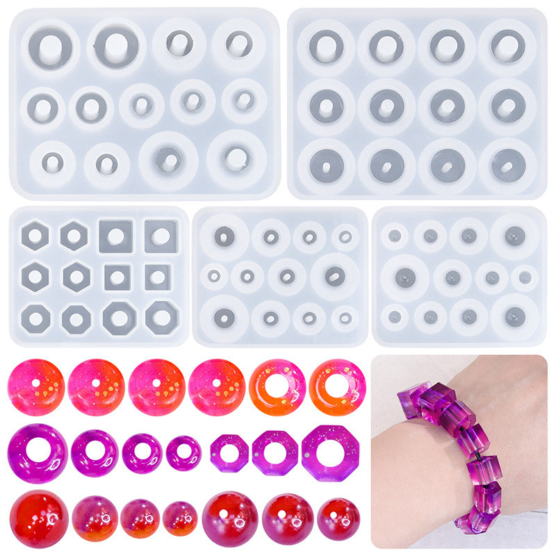 

Round Ball Geometric Resin Beads DIY for Earrings/Bracelets Jewelry Making Square/Oval/Polygon Molds Boho Craft Supplies for DIY