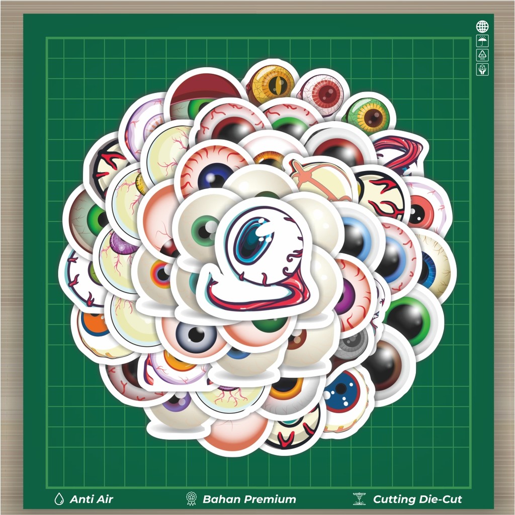 

HOT 50 PCS STIKER Stiker Horor Bola Mata Kartun Dekorasi Lucu Kreatif untuk Notebook, Skateboard, HP
