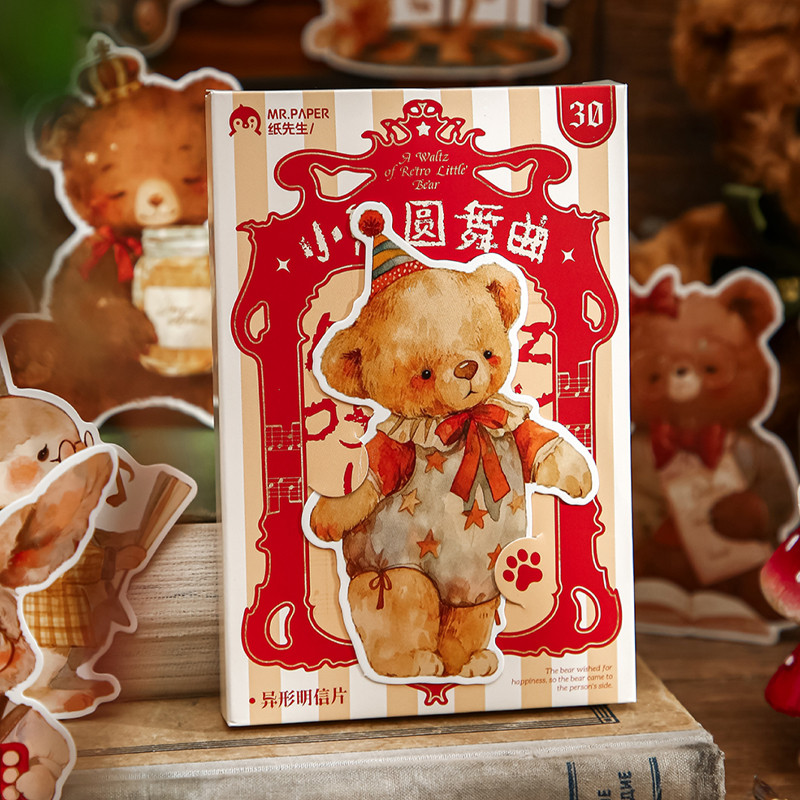 

Mr. Paper Cute Bear Round Dance Series Creative Postcards Student Kids Gift kawaii Postcards vintage stationery art supplies