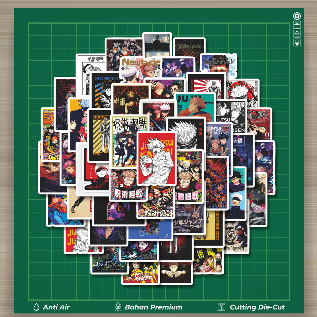 

HOT 50 PCS STIKER Stiker Desain Cover Anime Jujutsu Kaisen Stiker Fashion Cars Decal Dingin Kartu Album Custom Vinyl Anti Air- Sticker Aesthetic Buku Journal Koper Casing HP Tablet Laptop Helm Motor Botol Minum