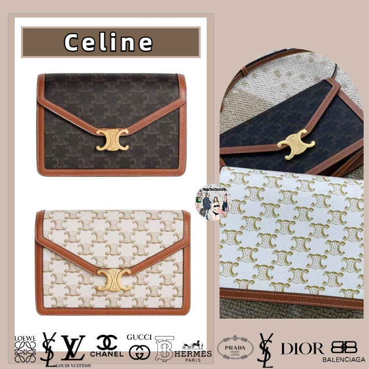 Seri CELINE / Triomphe / TRIOMPHE ENVELOPPE / Sapi / Tas Bahu / Tas Bahu Miring / Gaya Wanita Garans