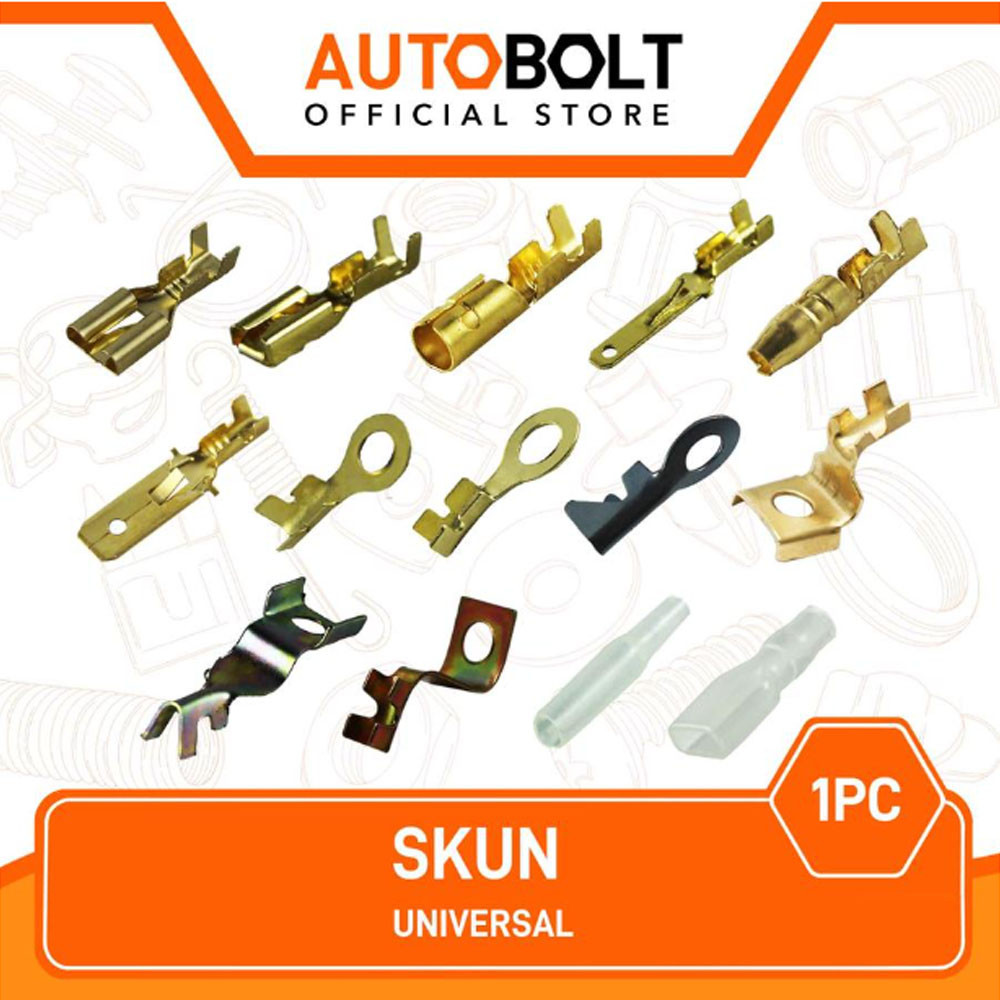 1 PC Skun Aki Gepeng Bulat Ring Universal Motor Mobil Kuning Silver Mini Jalu Kabel Cable Karet Cove