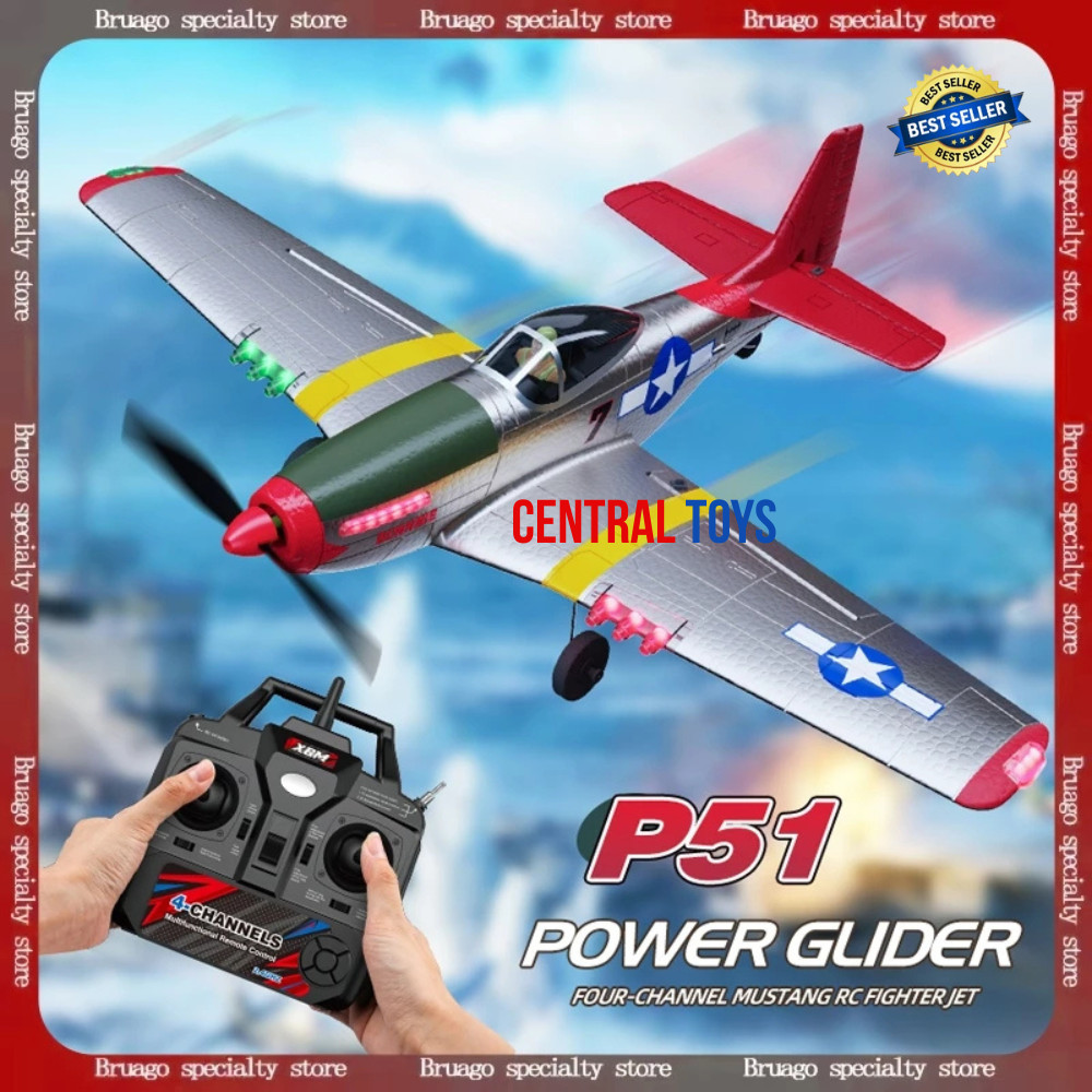 pesawat rc BM26 4CH 6-axis gyroscope P51 mustang fighter rc airplane glider RTF