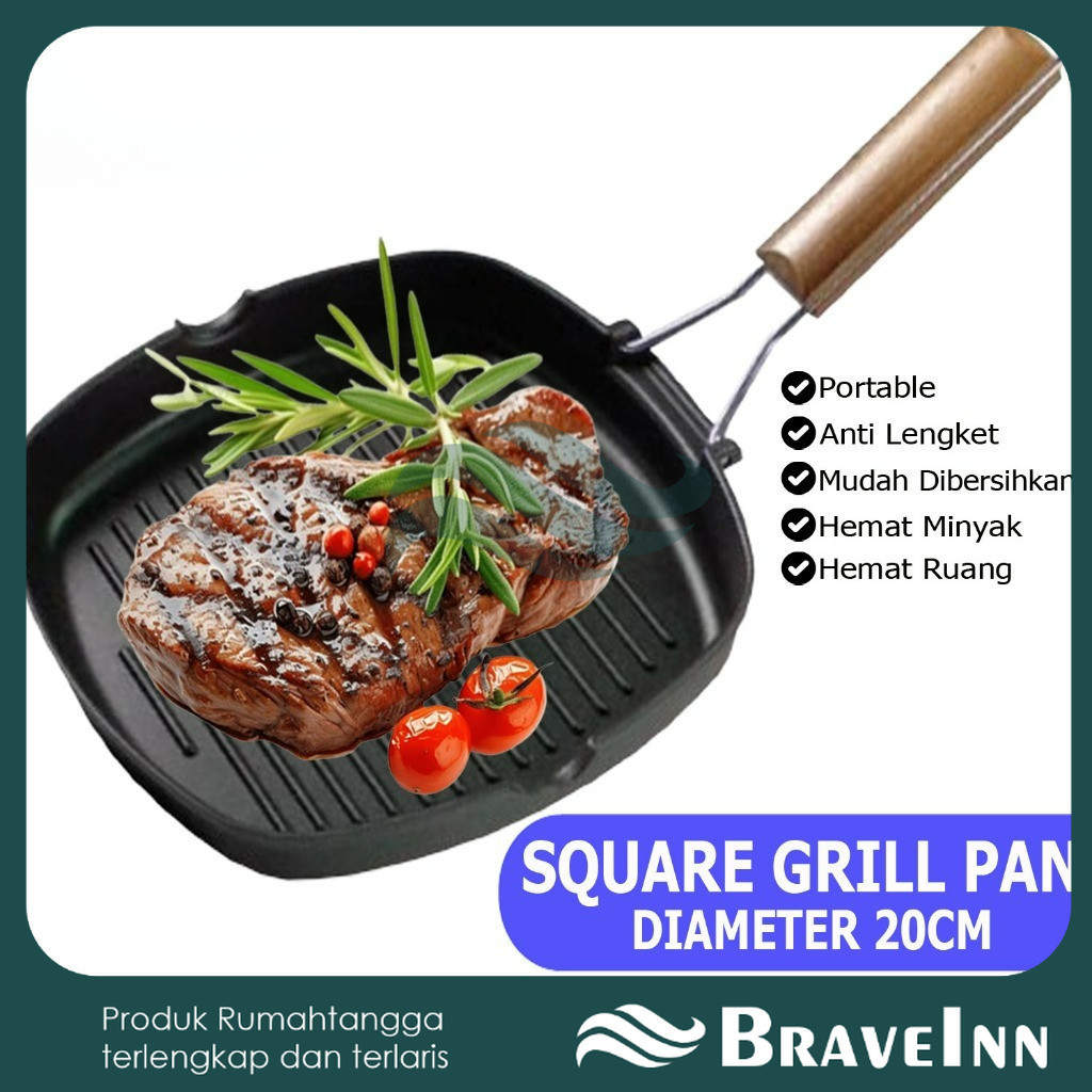 Pemanggang Square Grill Pan 20cm / Alat Panggang Grill Pan 20cm
