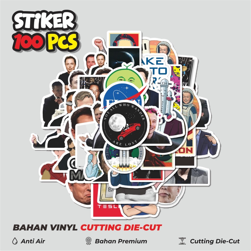 

Terbaru! 50 pcs Stiker Elon Musk Stickers Dekorasi Lucu Kreatif untuk Notebook, Skateboard, HP