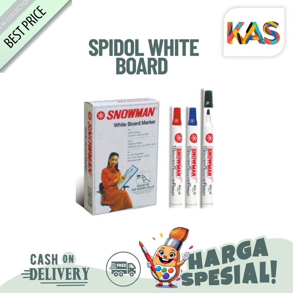

Snowman Spidol White Board Marker BG-12 Warna Hitam-Biru-Merah-Hijau