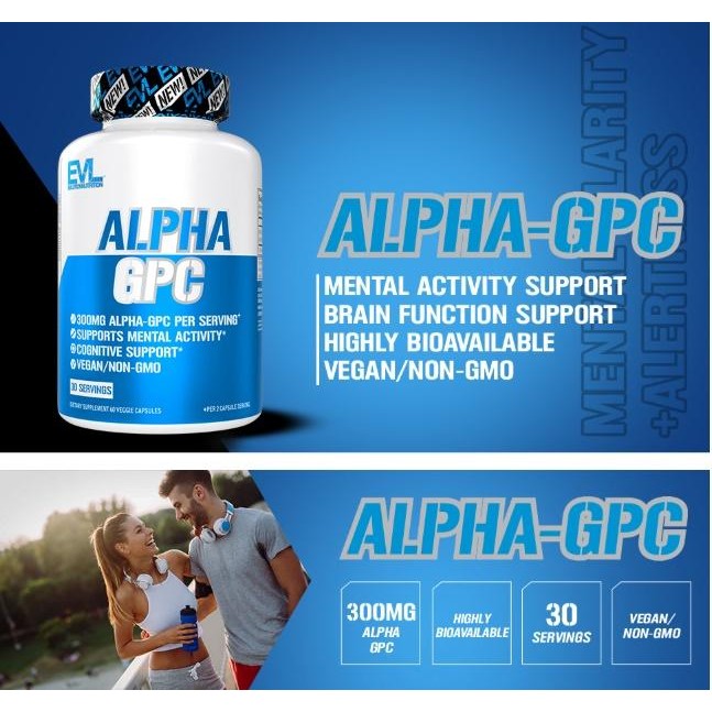 EVLution Nutrition, Alpha GPC 300mg Mood Booster 60Vegicap