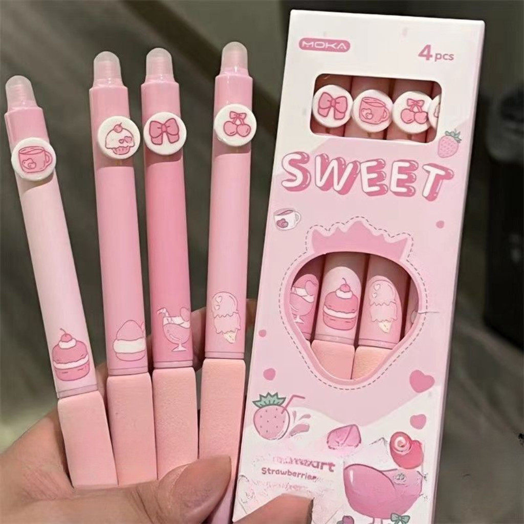 

[doodledreams] Pulpen Stroberi Pink 1 SET Isi 4 PCS / Cute Pen / Bolpen Tinta / Alat Tulis Sekolah