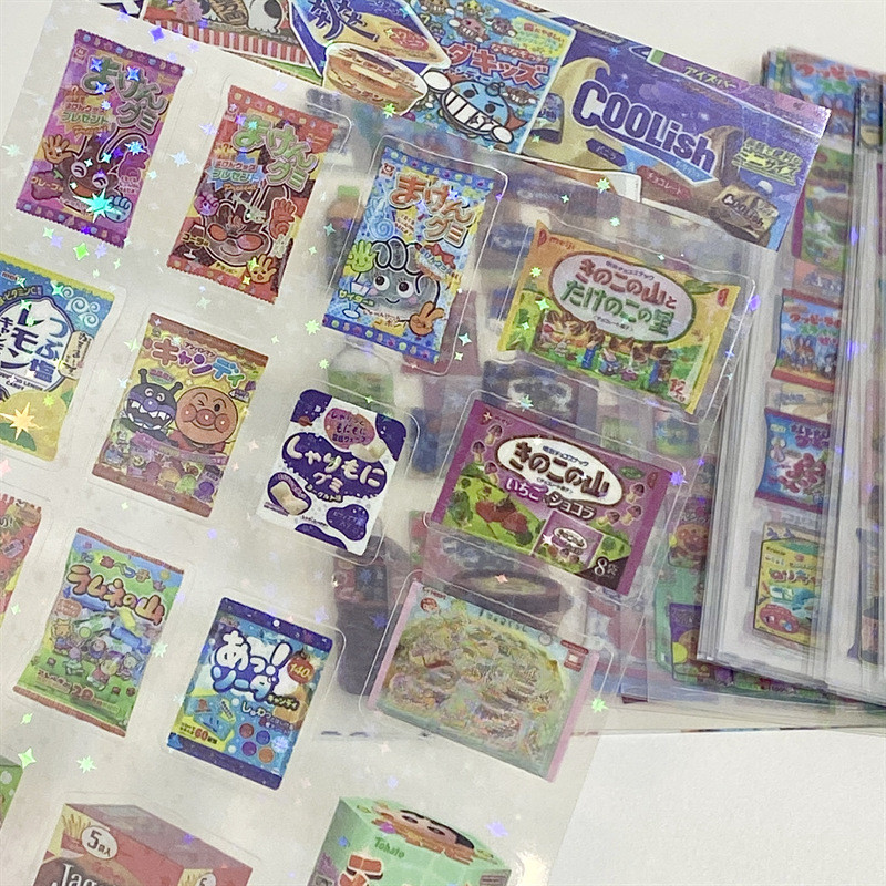 

10pcs PET Waterproof Cartoon Scrapbook Sticker Journaling Snack For Phone Stationery Kawaii Food Packaging Stickers