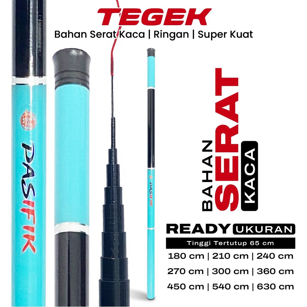 Joran Pancing Tegek Fiber Glass Joran Tegek Teleskopik Portable Serat Kaca Super Ringan dan Kuat