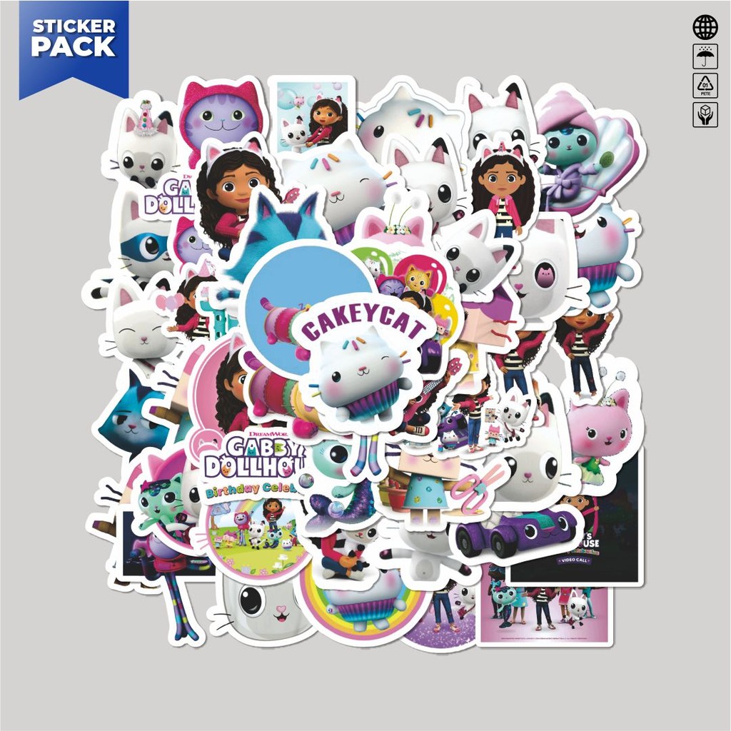 

[100PCS]Stiker Pack Stiker Kartun Gabby's Dollhouse Aesthetic Vinyl Anti Air Dekorasi Sticker Laptop Buku Journal Koper Helm Casing HP Gitar Helm Skateboard