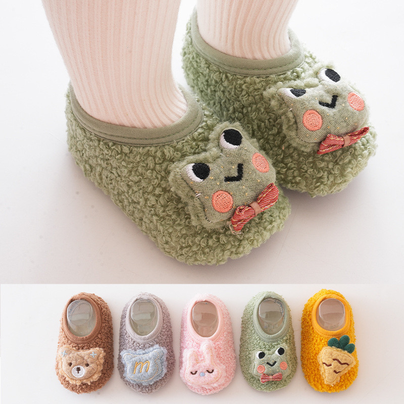Thickened Green Frog Baby Floor Socks Baby Toddler Shoes Sock Shoes Non-Slip Soft Bottom Cartoon Ear