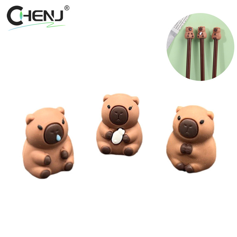 

10PCS Cartoon Cute Capybara Pencil Cap Silicone Pen Topper Covers For Kids Cute Pencil Extender Stationery School Supplies