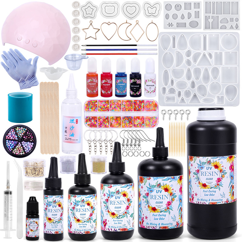 

All In One Hard UV Resin Kit Upgraded Crystal Clear Epoxy Resin Up Premixed UV Cure Resin for Craft DIY Jewelry Making Tools