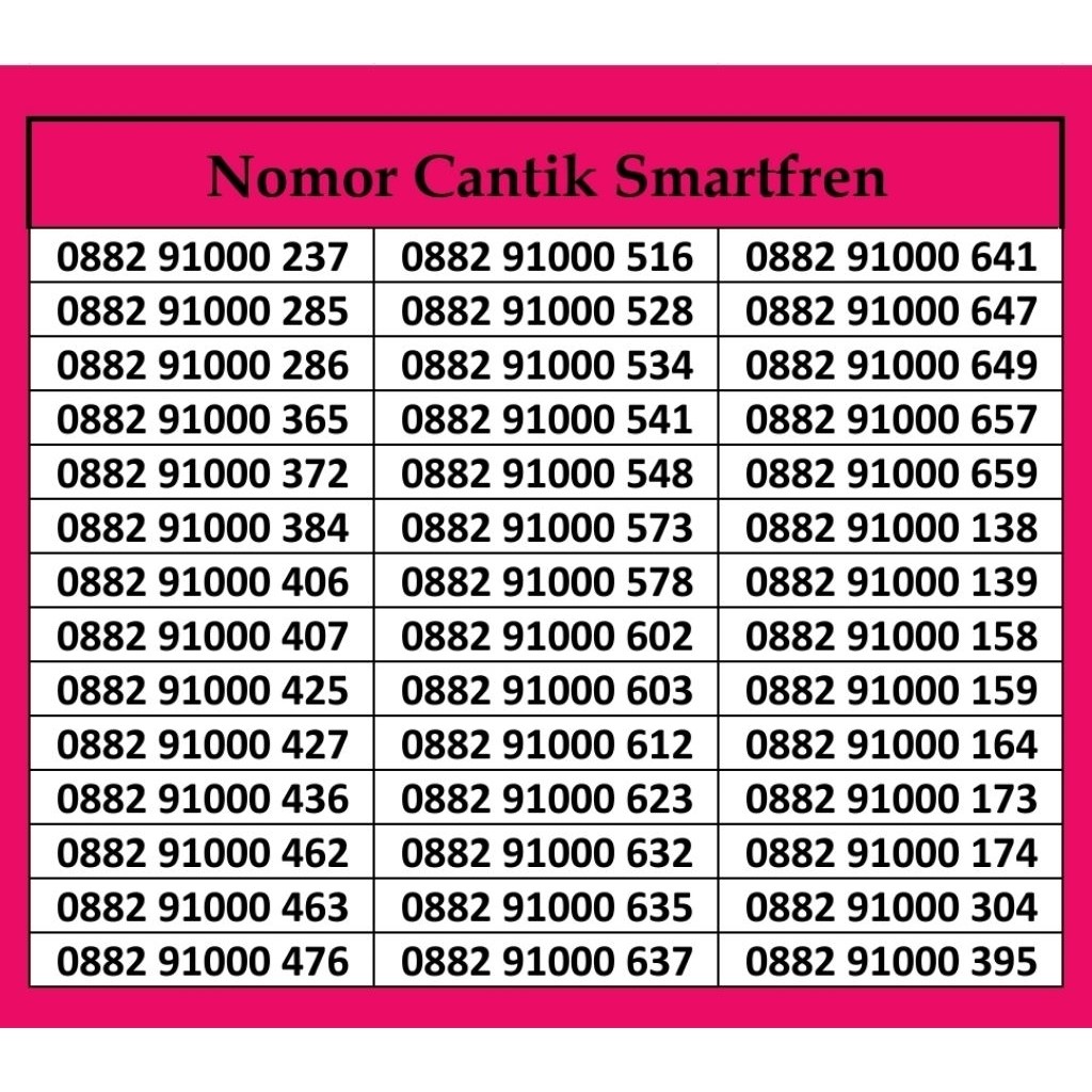 Nomor Cantik Smartfren Kartu Perdana prabayar 91000