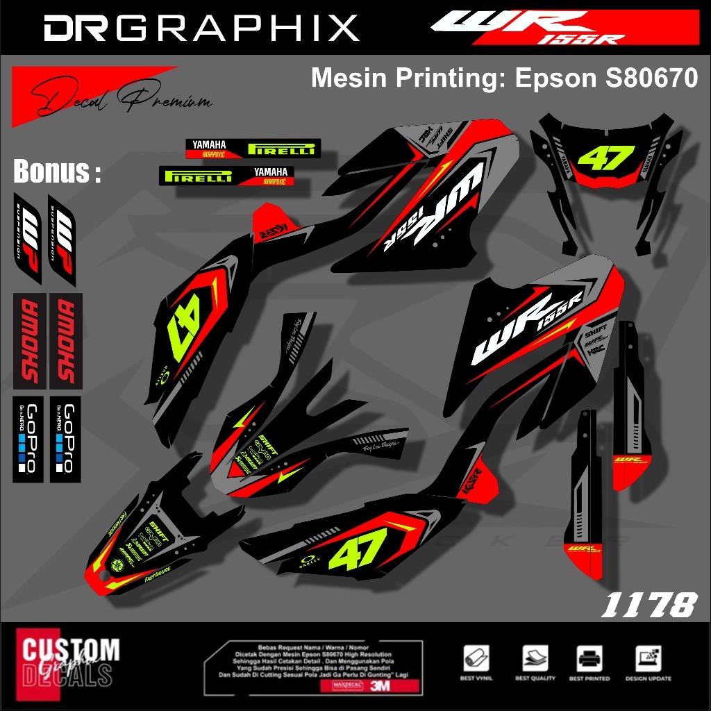 Sticker Decal WR 155 Premium Kombinasi Stabilo Bebas Reques - Decal WR 155 Fullbody Suptermoto
