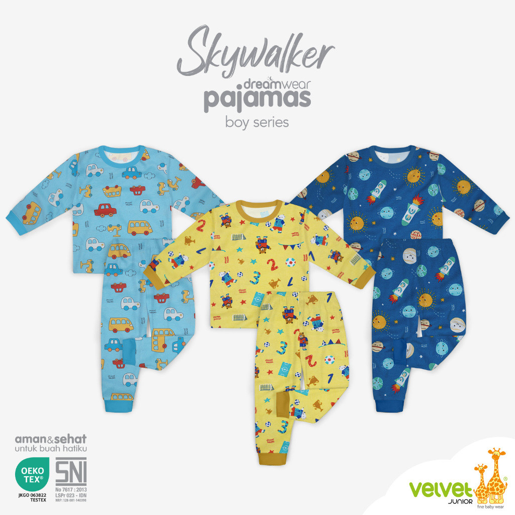 SEMAGOOL Velvet Junior Piyama Anak Laki-laki DreamWear Boys - Bruum Bruum, Brave Wings, Skywalker