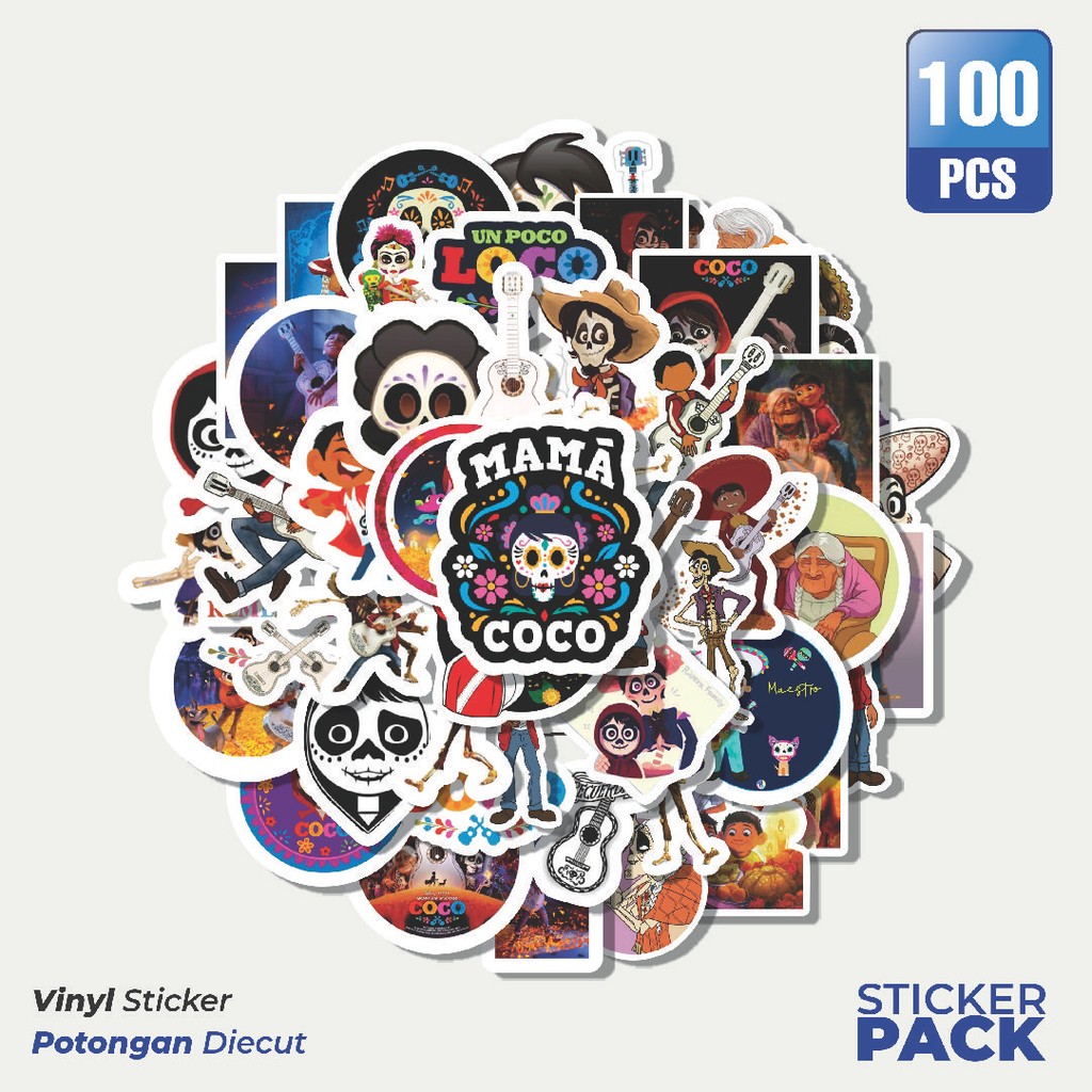 

Super Hemat! 100 PCS Stiker Coco Disney Waterproof Aesthetic- Untuk Laptop, Motor, dan Helm - Paper Stationery Pack