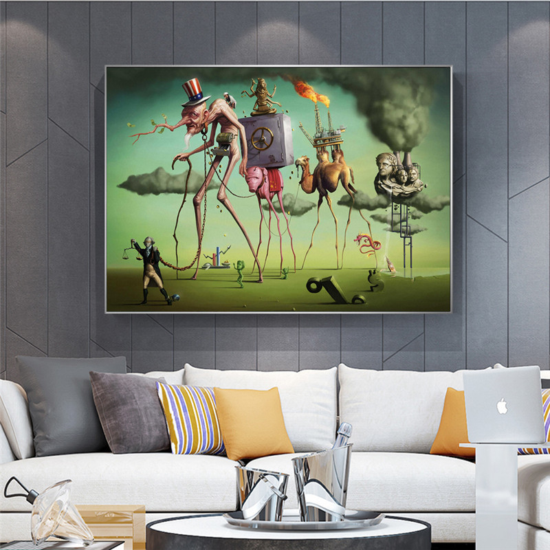 

The American Dream" by By Salvador Dali Wall Art Canvas Paintings Famous Artwork Reproductions Wall Pictures For Living Room