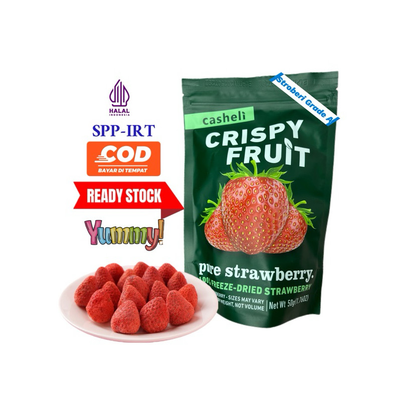 

Casheli Strawberry Kering Crispy 50g 250g Freeze Dried Strawberry Grade A