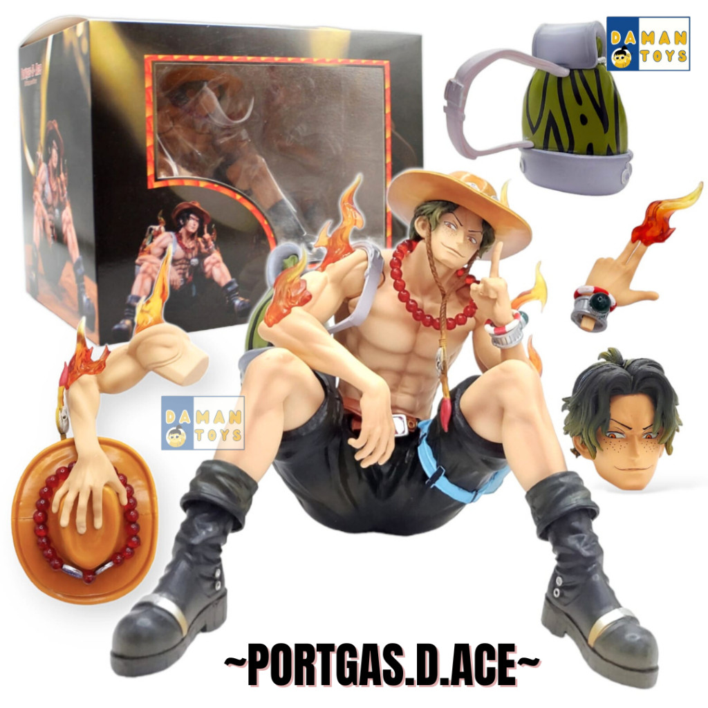Terlaris One Piece Action Figure POP Portgas D Ace Sitting Pose On Fire Arabasta Anime Marco Phoneni