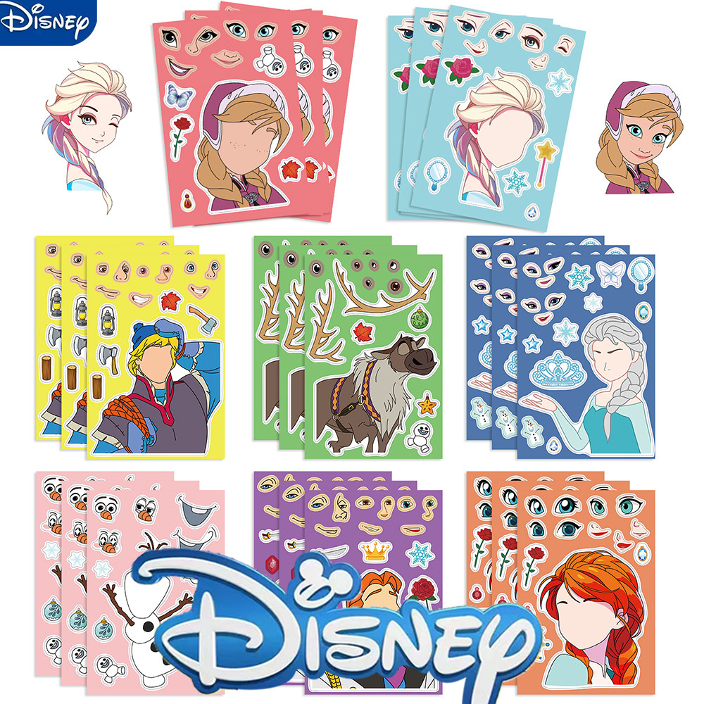 

8/16/32Pcs Disney Cartoon Frozen Puzzle Stickers DIY Kawaii Anna Elsa Decal Laptop Suitcase Notebook Phone Sticker for Kid Girls