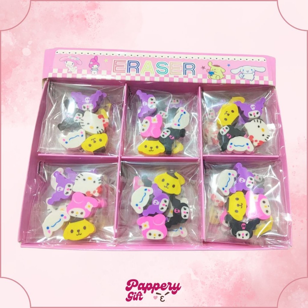 

Penghapus Karakter Kepala SANRIO Kuromi Melody Cinnamonroll Pocacho pack 5 Pcs - SE0469