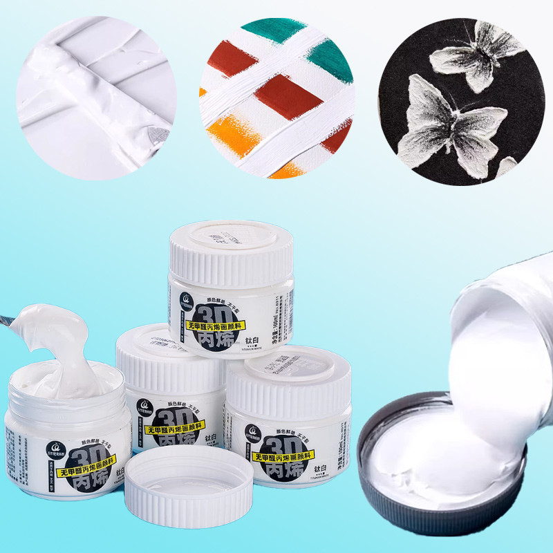 

100ml 3D Acrylic Pigment Titanium White Formaldehyde-free Strong Coverage for Wall Painting Hand-painted DIY Decoration