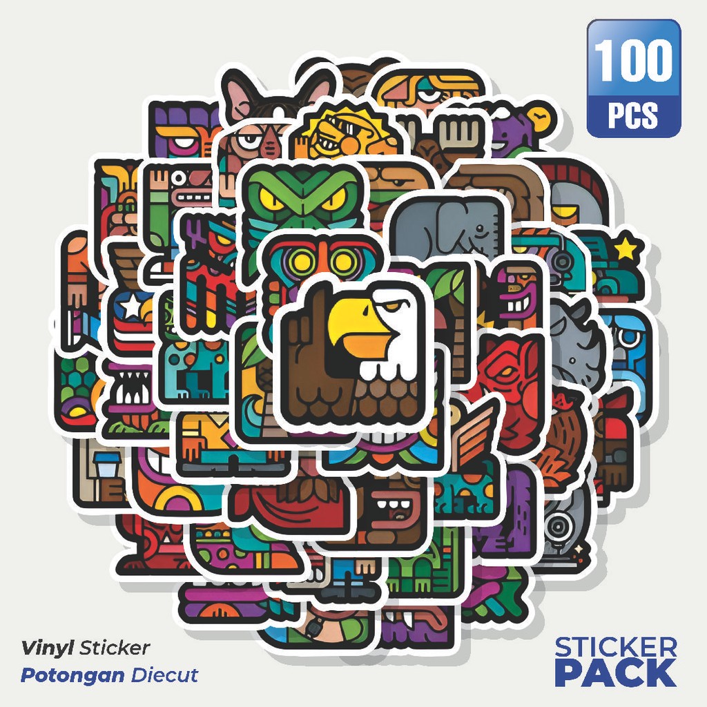 

Super Hemat! 100 PCS Stiker Aztec Series 2 Waterproof Aesthetic- Untuk Laptop, Motor, dan Helm - Paper Stationery Pack