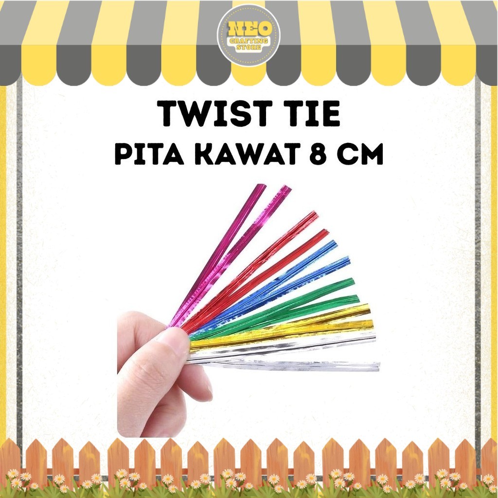 

Pita Kawat potong mas ikat twist tie snack Souvenir 8 cm