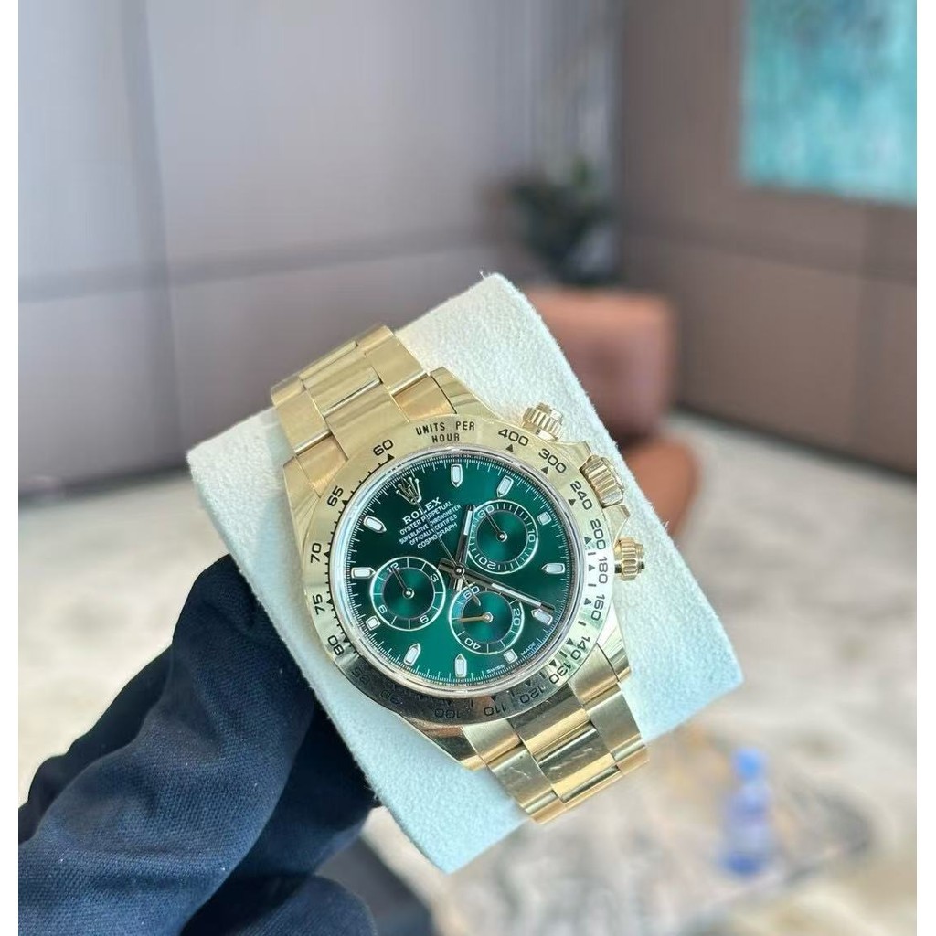 Jam tangan Rolex jam tangan pria asli bisnis emas hijau jam tangan pria seri Daytona jam tangan pria