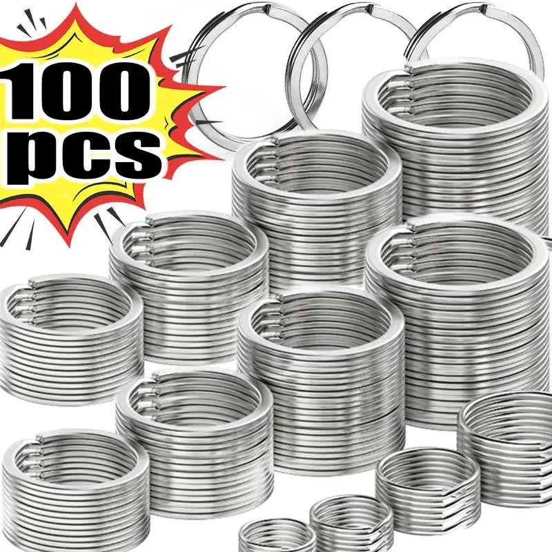 

20/100Pcs Stainless Steel Key Rings Round Flat Line Split Rings Keyring for Jewelry Making Keychain DIY Findings