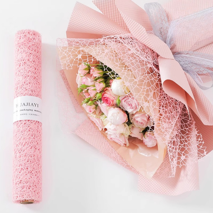 

Jacquard Net Mesh Flower Bouquet Wrapping Paper - Elegant Openwork Design for Gift Wrapping and Floral Arrangements