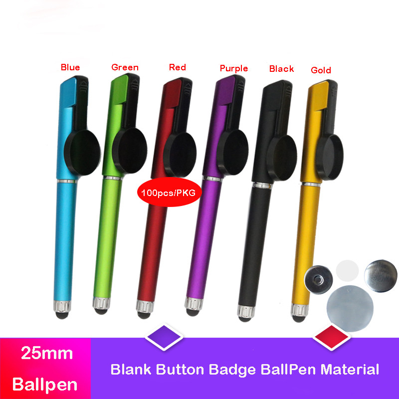 

1" 25mm DIY Ballpen Button Badge Blank Pen Material 100sets/Pkg