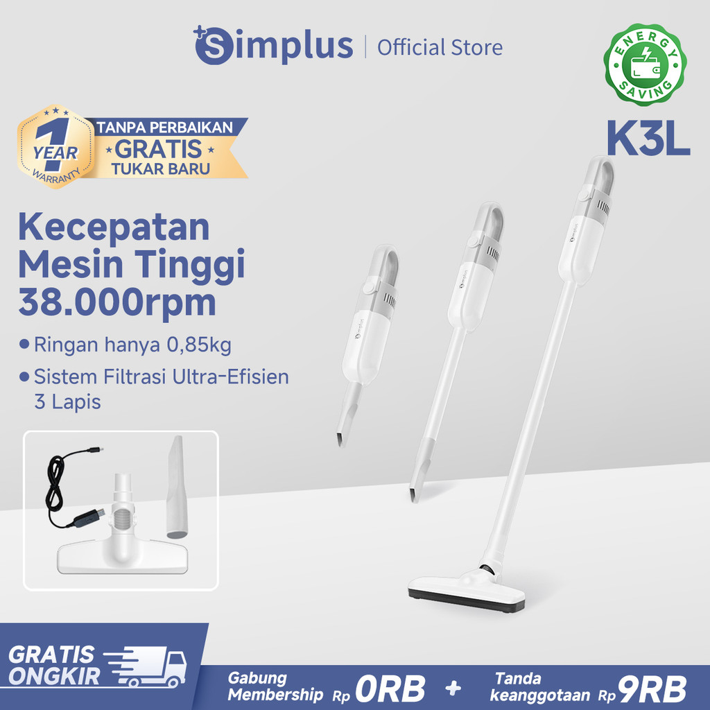 Simplus Vacuum Cleaner Cordless 8000pa Penyedot Debu Tanpa Kabeldengan 3 Lapisan Filtrasi Efisien