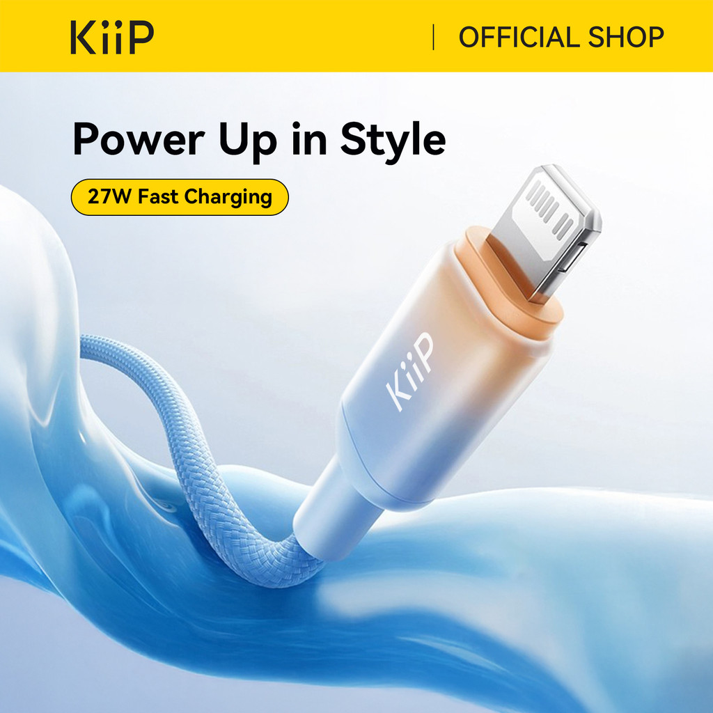 KiiP Kabel Charger Fast Charging C To C/C To Lightning Up To 100W PD 27W Kabel Data Type C Lightning