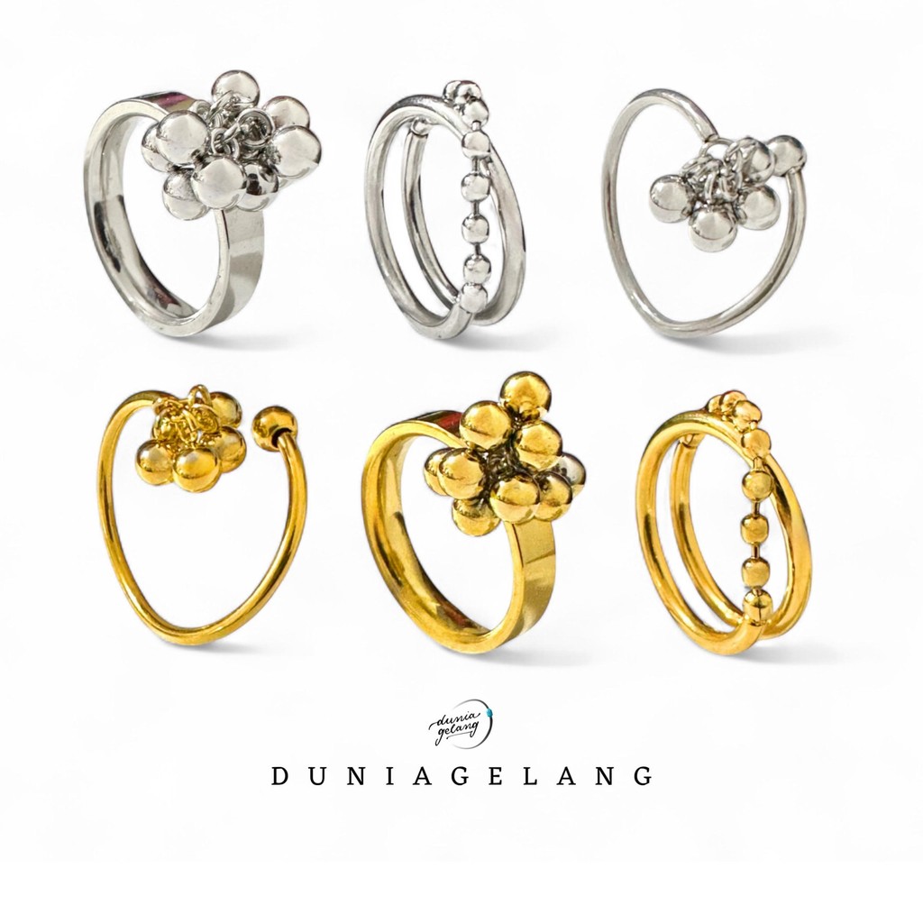 Cincin Viral Boba Chery Bola Titanium Permata Wanita Anti Karat Anti Luntur Selamanya