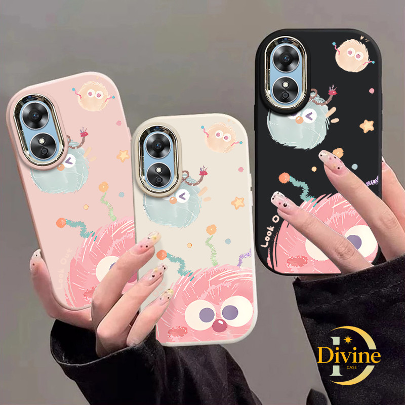 Casing Oppo Kartun tiga bola bulu Soft Case Lucu Chubby Case Fashion Cocok untuk OPPO A16 A16S A54S 