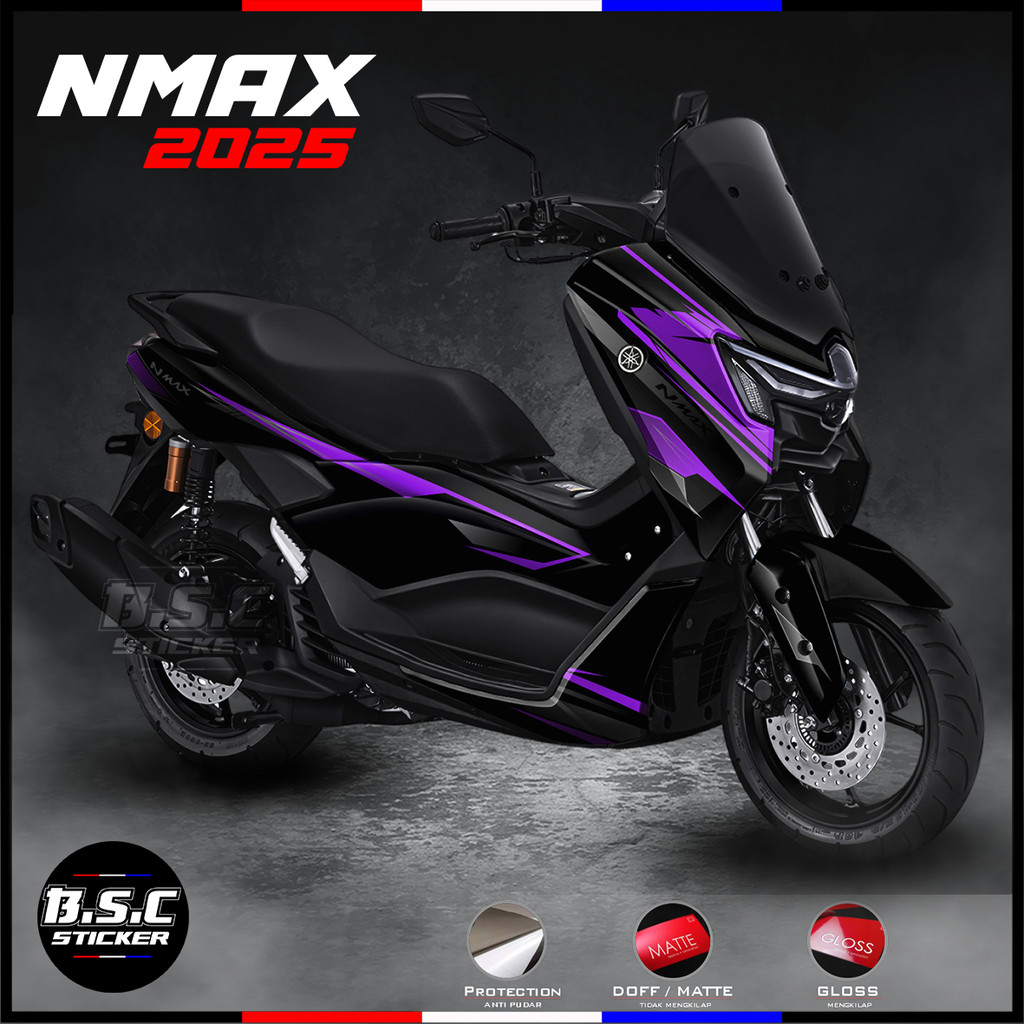 (COD) STICKER DECAL STIKER FULL BODY NEW NMAX 2025 NMAX TURBO MOTIF SLASH UNGU (BISA CUSTOM)