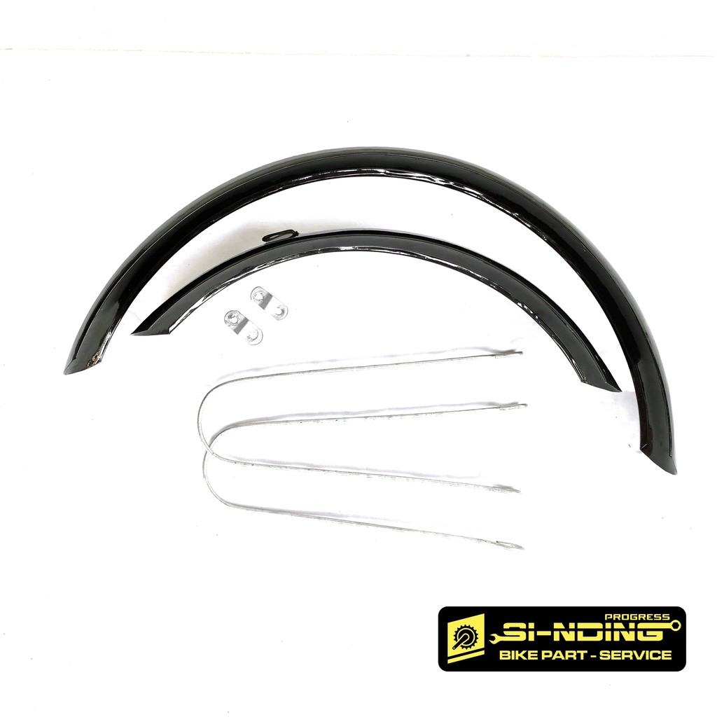 Fender Spakbor Slebor Sepeda Lipat 16 Inch Bulat Setengah Lingkaran Hitam